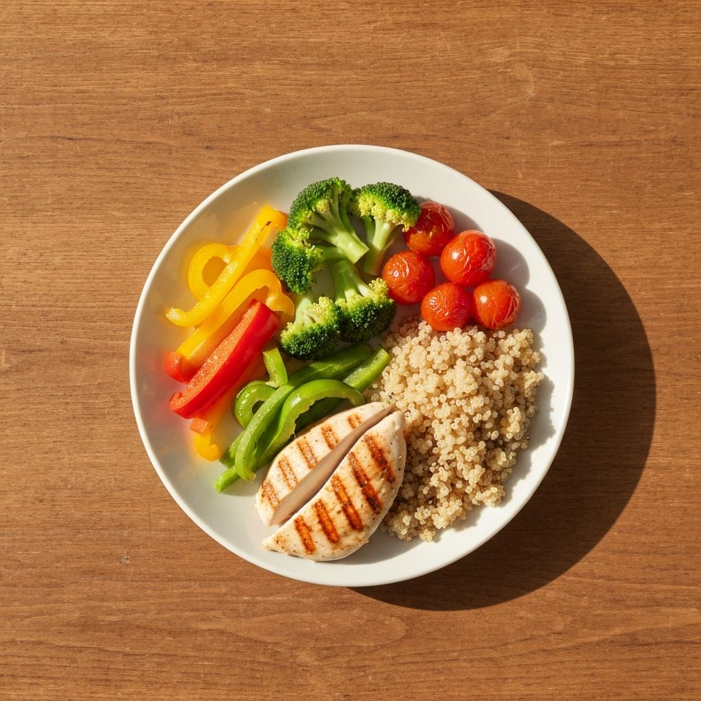 Balanced healthy meal with vegetables and whole foods